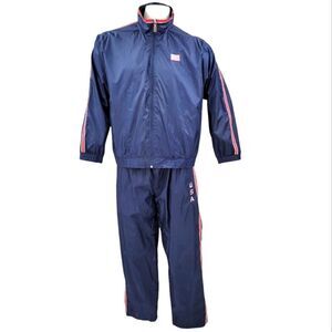 Lavon Vintage Y2K USA Blue Windbreaker Tracksuit with Red Stripes Size XL